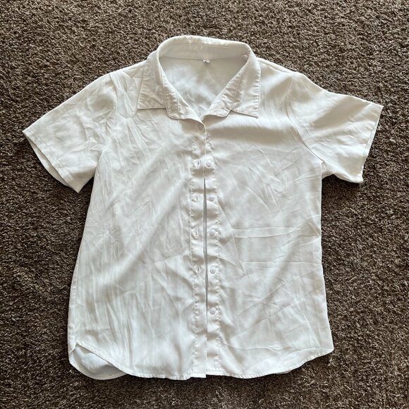 White Short Sleeve Button Up Shirt from Amazon - Picture 1 of 3